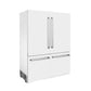 ZLINE 60 in. 32.2 cu. ft. French Door Built-In Bottom Freezer Refrigerator with Water Dispensers and Ice Makers in White Matte (RBIV-WM-60) side, closed.