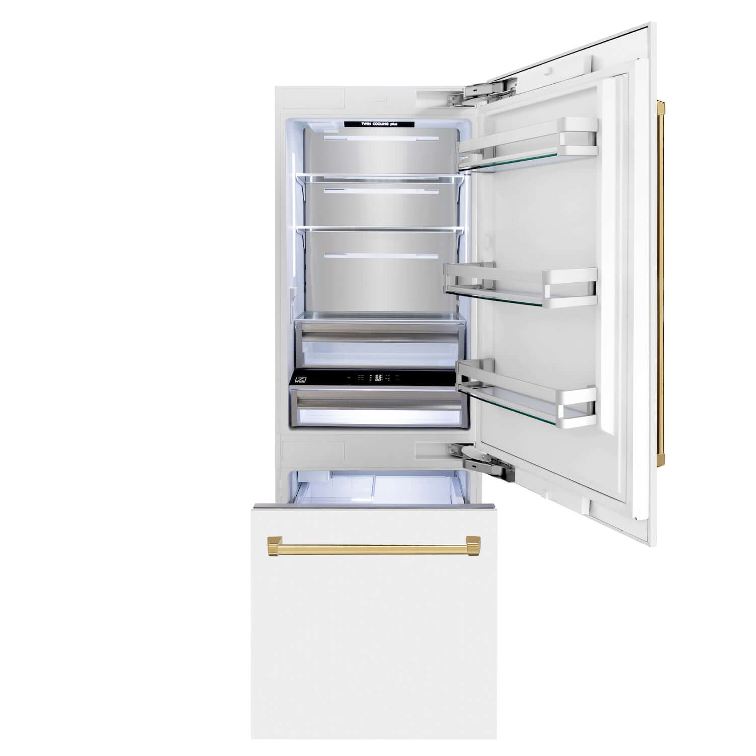 ZLINE Built-in Refrigerator (RBIV) front with doors open.