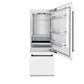 ZLINE Autograph Edition 30 in. 16.1 cu. ft. Built-In Bottom Freezer Refrigerator with Water Dispenser and Ice Maker in White Matte with Matte Black Accents (RBIVZ-WM-30-MB) front, open, empty.