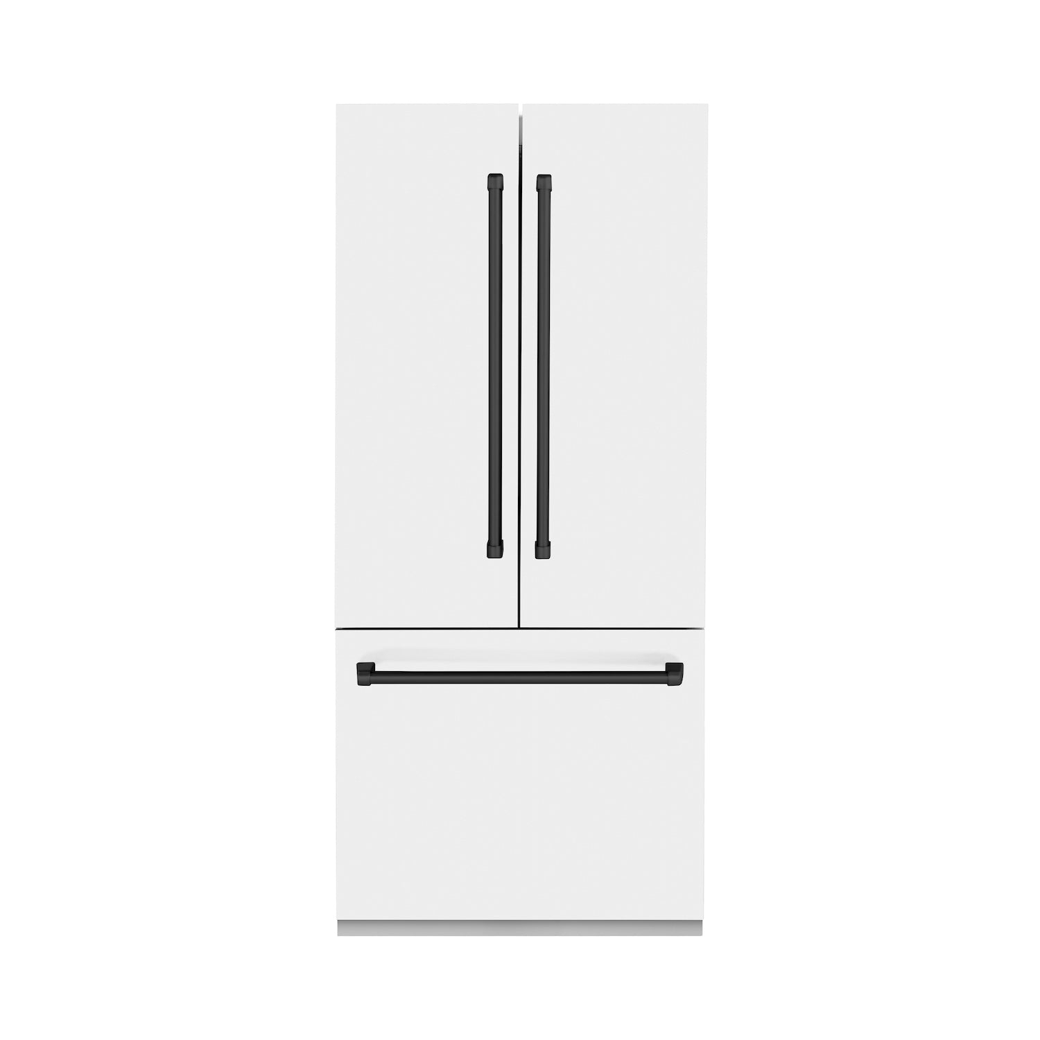 ZLINE Autograph Edition 36 in. 19.6 cu. ft. Built-in 2-Door Bottom Freezer Refrigerator with Internal Water and Ice Dispenser in White Matte with Matte Black Accents (RBIVZ-WM-36-MB) 
