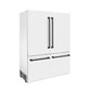 ZLINE Autograph Edition 60 in. 32.2 cu. ft. French Door Built-In Bottom Freezer Refrigerator with Water Dispenser and Ice Maker in White Matte with Matte Black Accents (RBIVZ-WM-60-MB) side, closed.
