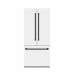 ZLINE Autograph Edition 36 in. 19.6 cu. ft. French Door Built-In Bottom Freezer Refrigerator with Water Dispenser and Ice Maker in White Matte with Stainless Steel Interior and Matte Black Accents (SRBIVZ-WM-36-MB)