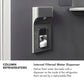 ZLINE Column Refrigerators Infographic. Internal Filtered Water Dispenser. Text: Deliver fresh water discreetly with a dispenser on the inside of the refrigerator that's served by a replaceable filter.