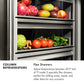 ZLINE Column Refrigerators Infographic. Flex Drawers. Text: Adjust temperatures between 30 degrees Fahrenheit and 41 degrees Fahrenheit inside 3 specialty flex drawers, perfect for chilling wines, meats, and other items for any occasion.