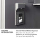 ZLINE Column Refrigerators Infographic. Internal Filtered Water Dispenser. Text: Deliver fresh water discreetly with a dispenser on the inside of the refrigerator that's served by a replaceable filter.