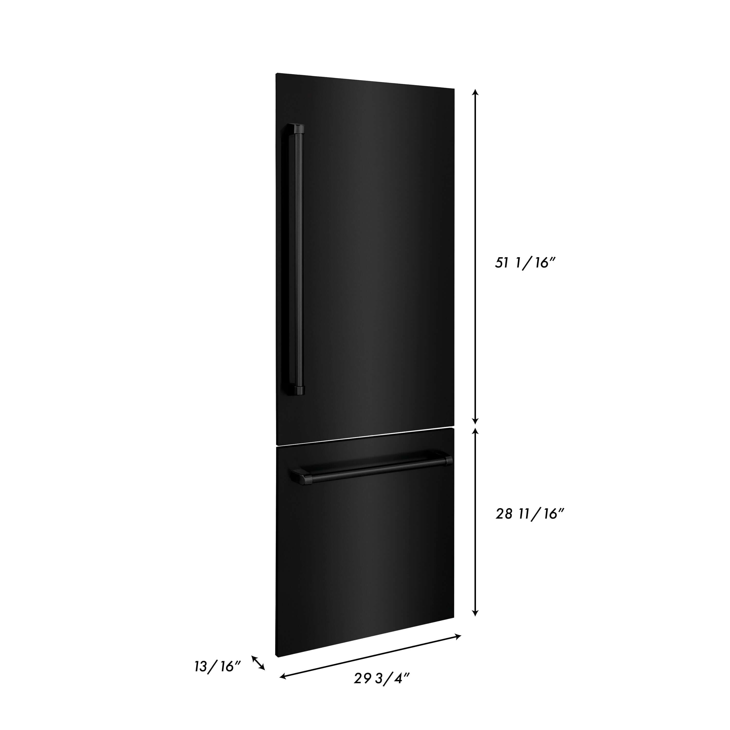Panels & Handles Only- ZLINE 30 in. Refrigerator Panels in Black Stainless Steel for a 30 in. Built-in Refrigerator (RPBIV-BS-30) dimensional diagram with measurements.