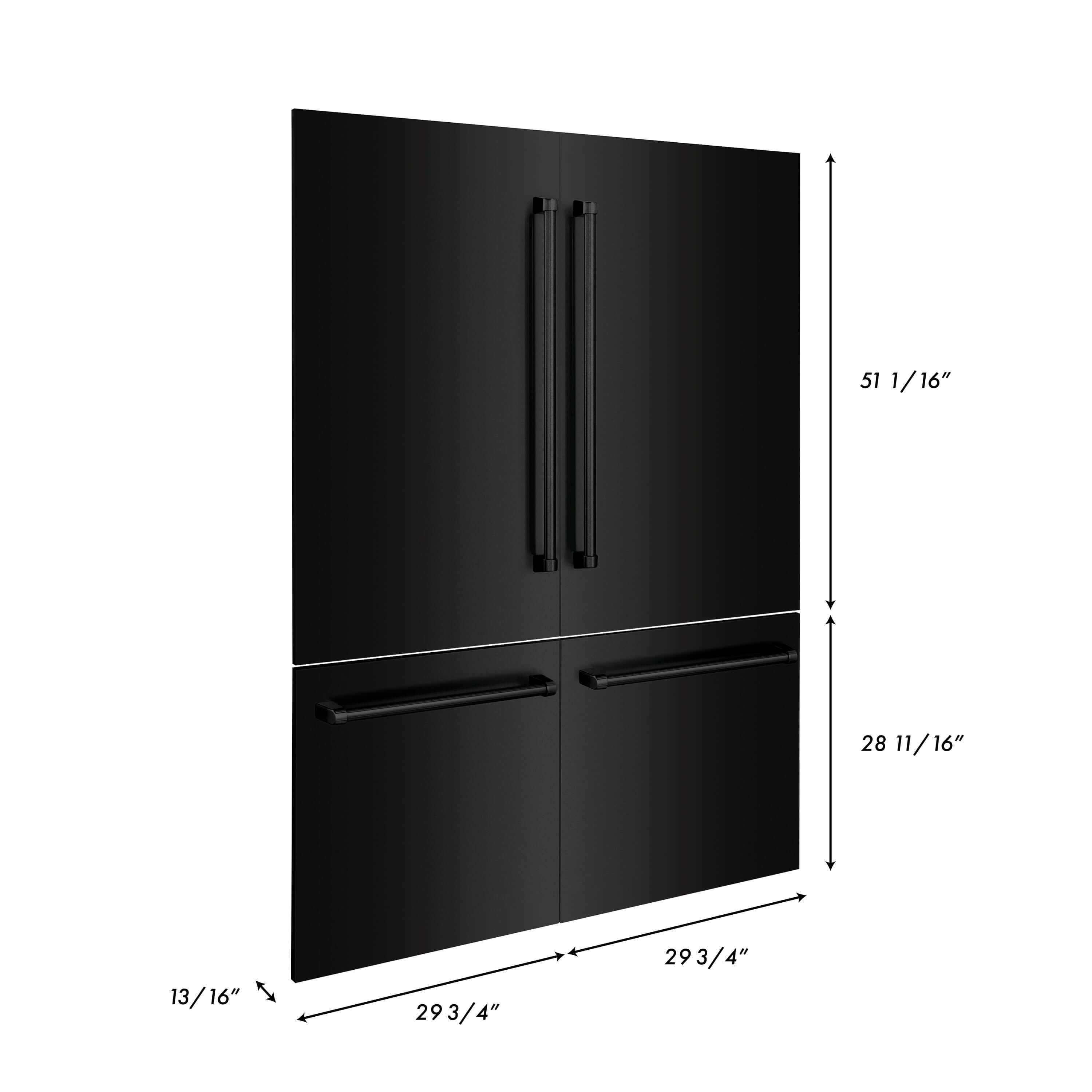 Panels & Handles Only- ZLINE 60 in. Refrigerator Panels in Black Stainless Steel for a 60 in. Built-in Refrigerator (RPBIV-BS-60) dimensional diagram with measurements.