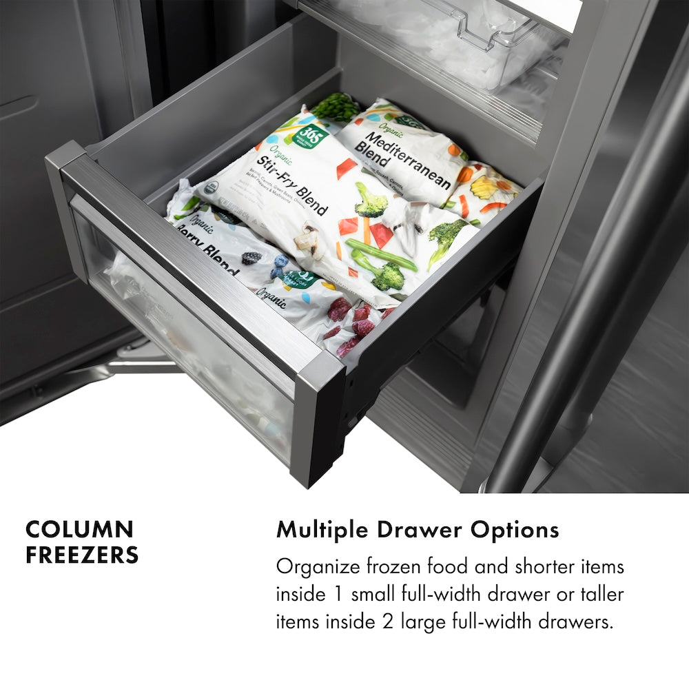 ZLINE 18 in. 8.6 cu. ft. Panel Ready Left Hinge Column Freezer with Graphite Gray Interior, Open Box-Good Condition