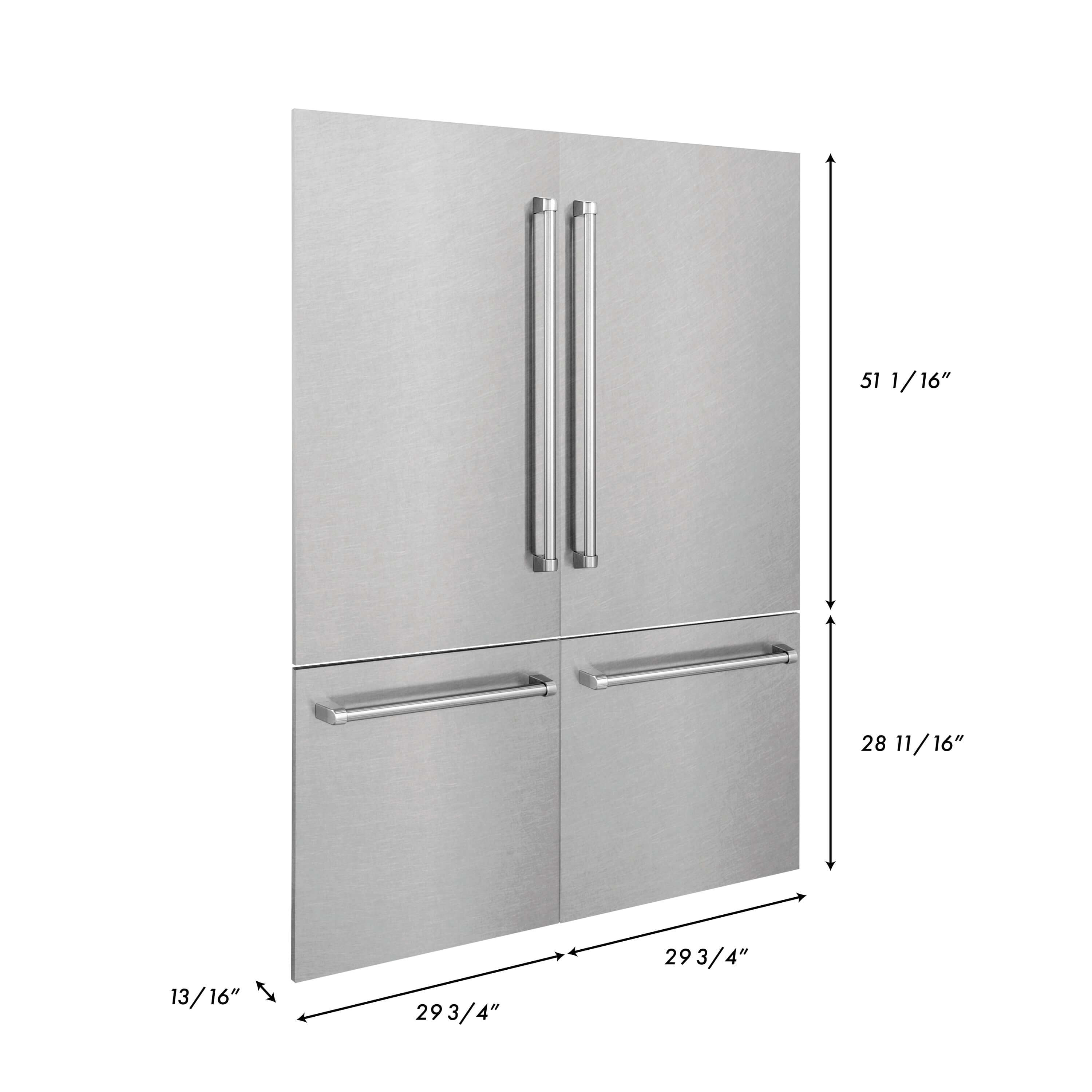 Panels & Handles Only- ZLINE 60 in. Refrigerator Panels in Fingerprint Resistant Stainless Steel for a 60 in. Built-in Refrigerator (RPBIV-SN-60) dimensional diagram with measurements.
