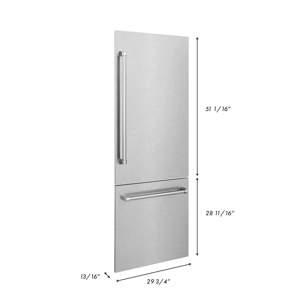 ZLINE 30 in. Refrigerator Panels in Satin Stainless Steel for a 30 in. Built-in Refrigerator (RPBIV-SN-30) dimensional diagram.