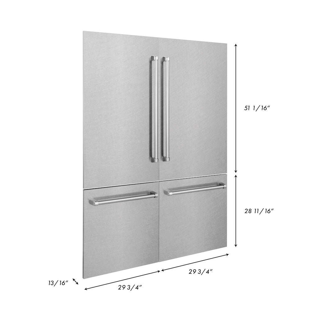 ZLINE 60 in. Refrigerator Panels in Satin Stainless Steel for a 60 in. Built-in Refrigerator (RPBIV-SN-60) dimensional diagram.