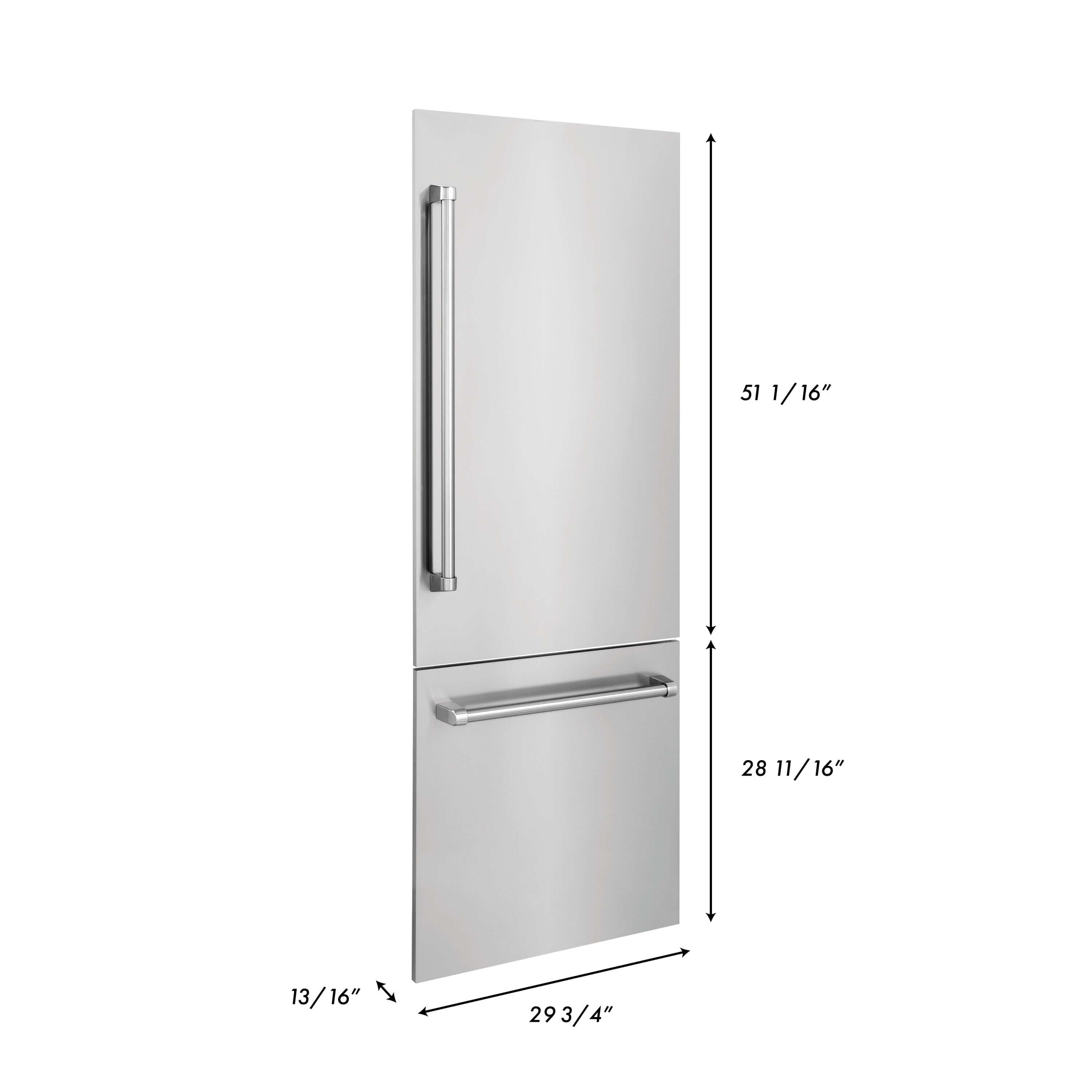 Panels & Handles Only- ZLINE 30 in. Refrigerator Panels in Stainless Steel for a 30 in. Built-in Refrigerator (RPBIV-304-30) dimensional diagram with measurements.