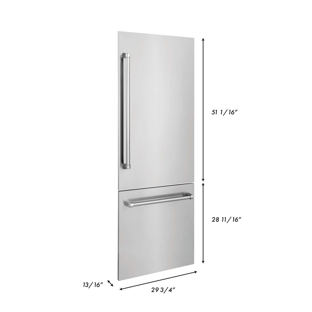 Panels & Handles Only- ZLINE 30 in. Refrigerator Panels in Stainless Steel for a 30 in. Built-in Refrigerator (RPBIV-304-30) dimensional diagram with measurements.