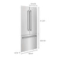 Panels & Handles Only- ZLINE 36 in. Refrigerator Panels in Stainless Steel for a 36 in. Built-in Refrigerator (RPBIV-304-36) dimensional diagram with measurements.