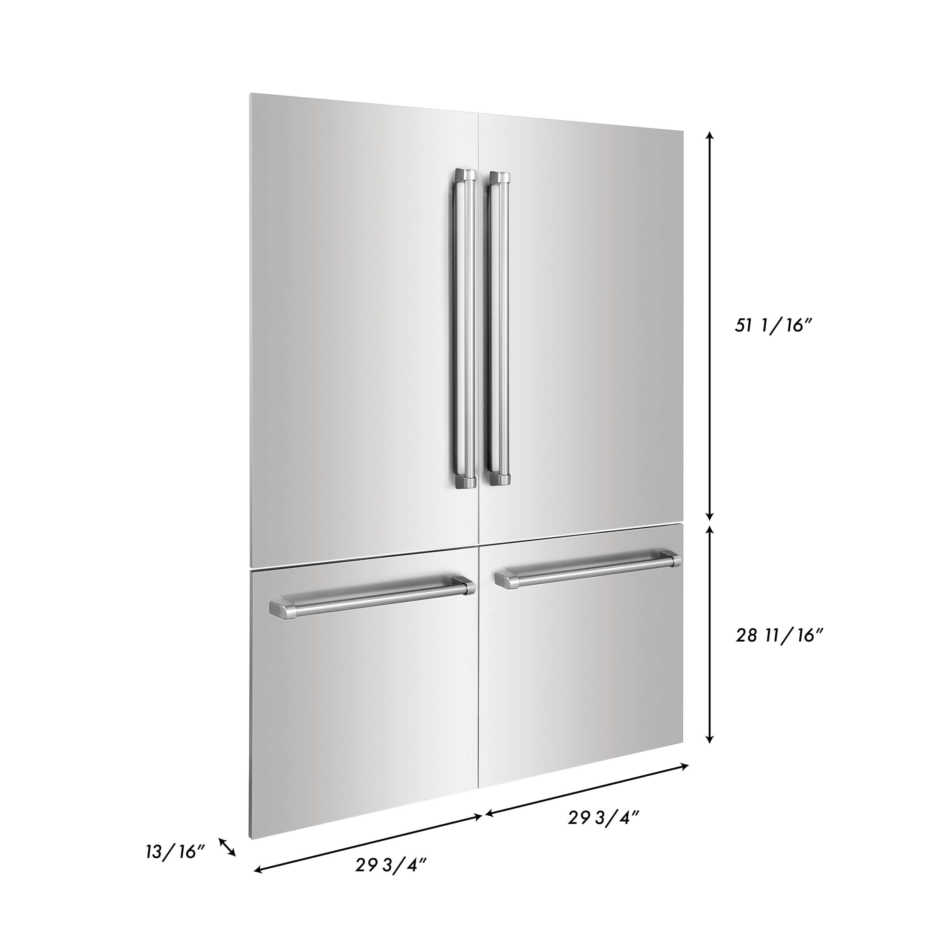 Panels & Handles Only- ZLINE 60 in. Refrigerator Panels in Stainless Steel for a 60 in. Built-in Refrigerator (RPBIV-304-60) dimensional diagram with measurements.