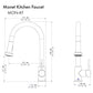 ZLINE Monet Kitchen Faucet in Champagne Bronze (MON-KF-CB) dimensional diagram.