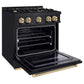 ZLINE Autograph Edition 30 in. 4.2 cu. ft. Classic Gas Range with 4 Burner Cooktop and Convection Gas Oven in Black Stainless Steel and Champagne Bronze Accents, Open Box-Good Condition
