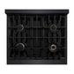 ZLINE Autograph Edition 30 in. 4.2 cu. ft. Classic Gas Range with 4 Burner Cooktop and Convection Gas Oven in Black Stainless Steel and Champagne Bronze Accents, Open Box-Good Condition