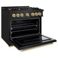 ZLINE Autograph Edition 36 in. 5.2 cu. ft. Classic Gas Range with 6 Burner Cooktop and Convection Gas Oven in Black Stainless Steel and Champagne Bronze Accents, Open Box-Good Condition
