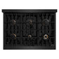 ZLINE Autograph Edition 36 in. 5.2 cu. ft. Classic Gas Range with 6 Burner Cooktop and Convection Gas Oven in Black Stainless Steel and Champagne Bronze Accents, Open Box-Good Condition