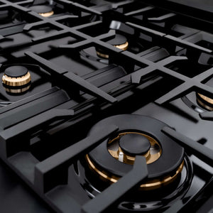 ZLINE Autograph Edition 48 in. 6.7 cu. ft. Classic Double Oven Gas Range with 8 Burner Cooktop in Black Stainless Steel and Champagne Bronze Accents, Open Box-Good Condition