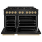 ZLINE Autograph Edition 48 in. 6.7 cu. ft. Classic Double Oven Gas Range with 8 Burner Cooktop in Black Stainless Steel and Champagne Bronze Accents, Open Box-Good Condition