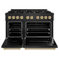 ZLINE Autograph Edition 48 in. 6.7 cu. ft. Classic Double Oven Gas Range with 8 Burner Cooktop in Black Stainless Steel and Champagne Bronze Accents, Open Box-Great Condition