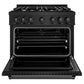 ZLINE 36 in. 5.2 cu. ft. Classic Dual Fuel Range with 6 Burner Gas Cooktop and Electric Convection Oven in Black Stainless Steel, Open Box-Good Condition