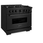 ZLINE 36 in. 5.2 cu. ft. Classic Dual Fuel Range with 6 Burner Gas Cooktop and Electric Convection Oven in Black Stainless Steel, Open Box-Good Condition