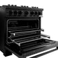 ZLINE 36 in. 5.2 cu. ft. Classic Dual Fuel Range with 6 Burner Gas Cooktop and Electric Convection Oven in Black Stainless Steel, Open Box-Good Condition
