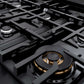 ZLINE 48 in. 6.7 cu. ft. Classic Double Oven Dual Fuel Range with 8 Burner Gas Cooktop in Black Stainless Steel (CDRB-48) close-up detail, dual function burner.