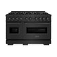 ZLINE 48 in. 6.7 cu. ft. Classic Double Oven Dual Fuel Range with 8 Burner Gas Cooktop in Black Stainless Steel, Open Box-Good Condition