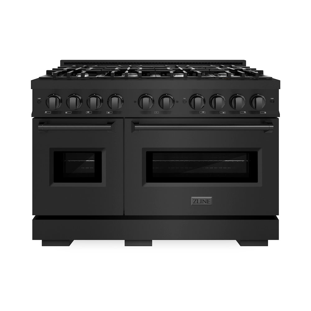 ZLINE 48 in. 6.7 cu. ft. Classic Double Oven Dual Fuel Range with 8 Burner Gas Cooktop in Black Stainless Steel, Open Box-Good Condition