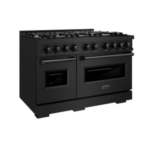 ZLINE 48 in. 6.7 cu. ft. Classic Double Oven Dual Fuel Range in Black Stainless Steel with 8 Brass Burners (CDRB-BR-48) main image.