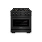 ZLINE 30 in. 4.2 cu. ft. Select Dual Fuel Range with Gas Cooktop and Electric Convection Oven in Black Stainless Steel with 4 Brass Burners, Open Box-Great Condition
