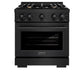 ZLINE 30 in. 4.2 cu. ft. Select Dual Fuel Range with Gas Cooktop and Electric Convection Oven in Black Stainless Steel with 4 Brass Burners, Open Box-Great Condition