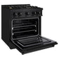 ZLINE 30 in. 4.2 cu. ft. Select Dual Fuel Range with Gas Cooktop and Electric Convection Oven in Black Stainless Steel with 4 Brass Burners, Open Box-Great Condition