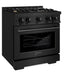 ZLINE 30 in. 4.2 cu. ft. Select Dual Fuel Range with Gas Cooktop and Electric Convection Oven in Black Stainless Steel with 4 Brass Burners, Open Box-Great Condition