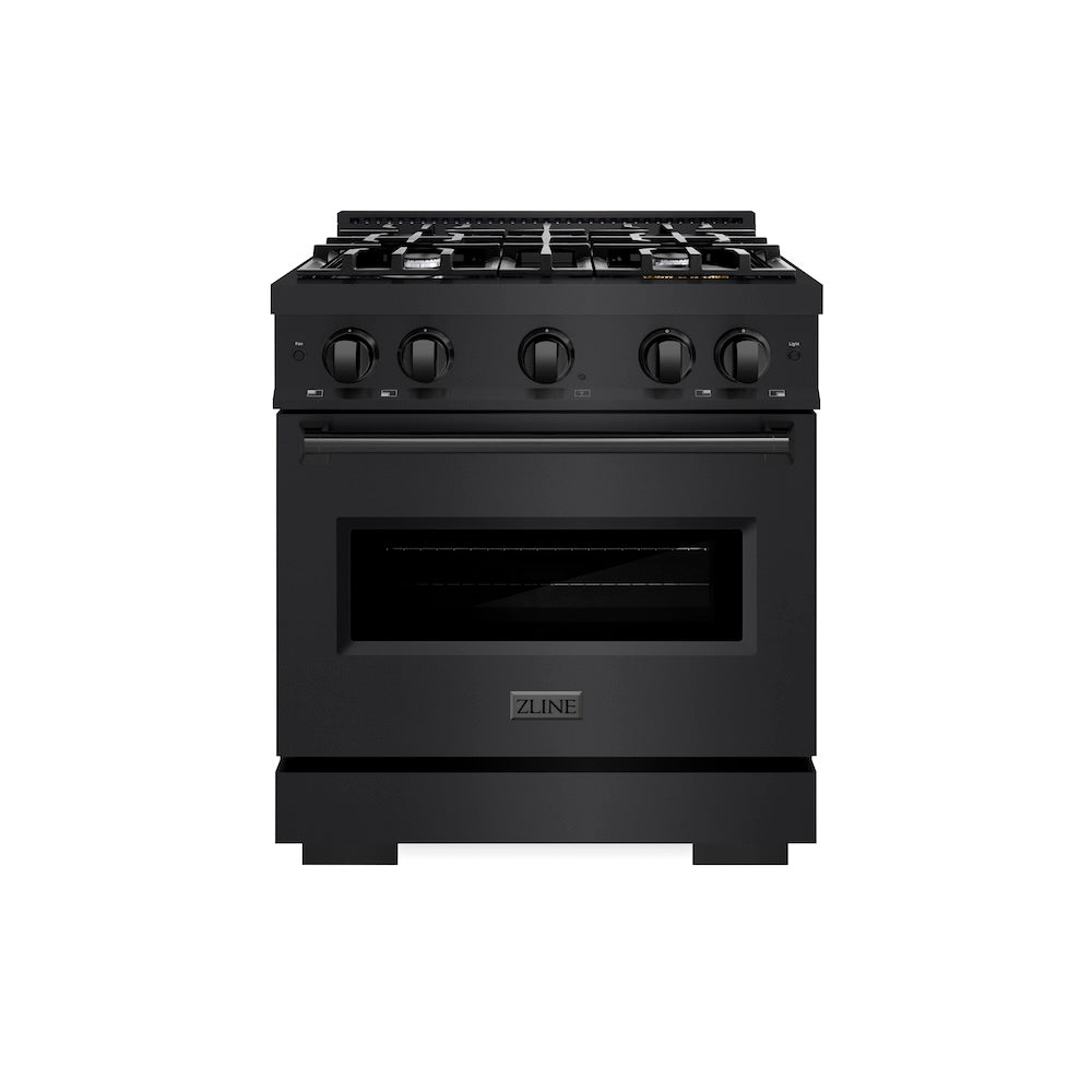 ZLINE 30 in. 4.2 cu. ft. Classic Gas Range with 4 Burner Cooktop and Convection Gas Oven in Black Stainless Steel, Open Box-Great Condition