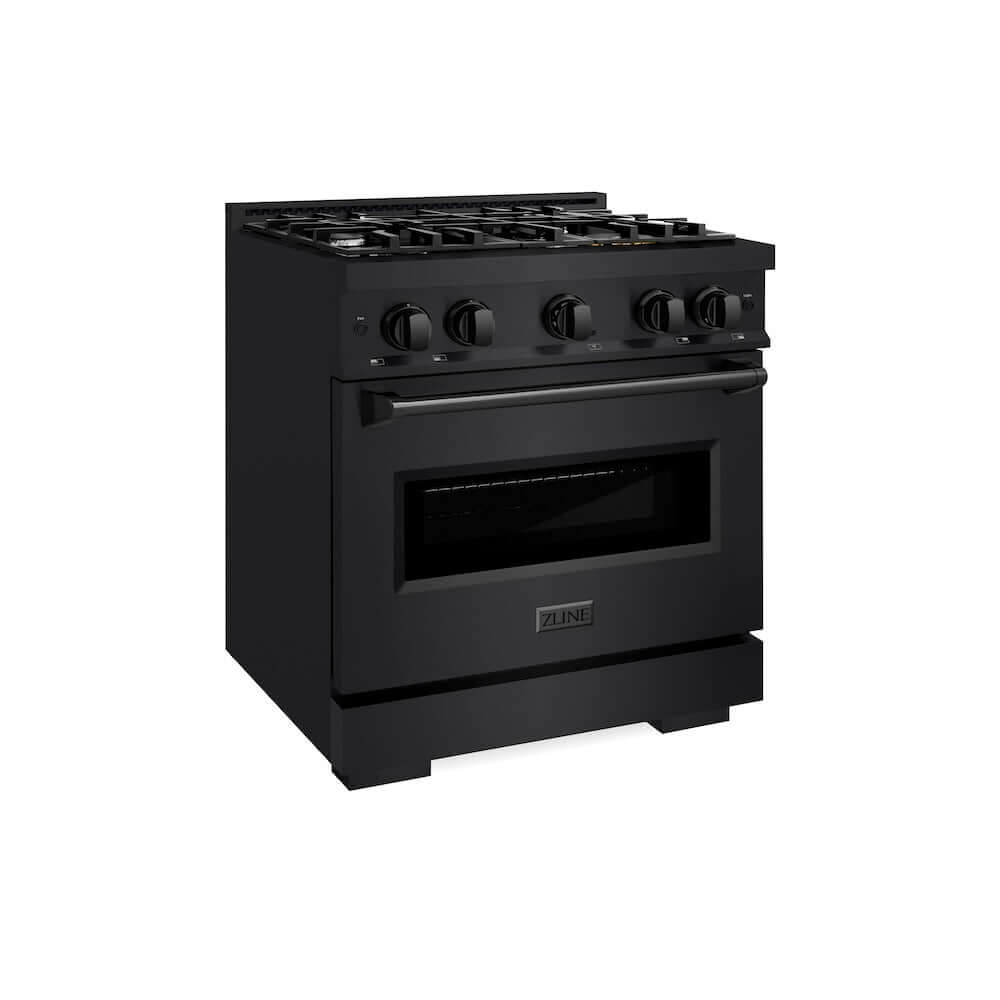 ZLINE 30 in. 4.2 cu. ft. Classic Gas Range with 4 Burner Cooktop and Convection Gas Oven in Black Stainless Steel (CGRB-30) main image.