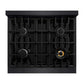 ZLINE 30 in. 4.2 cu. ft. Classic Gas Range with 4 Burner Cooktop and Convection Gas Oven in Black Stainless Steel (CGRB-30) top-down, above cooktop.