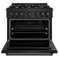 ZLINE 36 in. 5.2 cu. ft. Classic Gas Range with 6 Burner Cooktop and Convection Gas Oven in Black Stainless Steel, Open Box-Good Condition