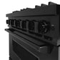 ZLINE 36 in. 5.2 cu. ft. Classic Gas Range with 6 Burner Cooktop and Convection Gas Oven in Black Stainless Steel (CGRB-36) knobs.
