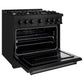ZLINE 36 in. 5.2 cu. ft. Classic Gas Range with 6 Burner Cooktop and Convection Gas Oven in Black Stainless Steel, Open Box-Good Condition