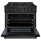 ZLINE 36 in. 5.2 cu. ft. Select Gas Range with Convection Gas Oven in Black Stainless Steel with 6 Brass Burners, Open Box-Great Condition