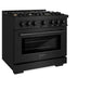 ZLINE 36 in. 5.2 cu. ft. Select Gas Range with Convection Gas Oven in Black Stainless Steel with 6 Brass Burners, Open Box-Great Condition