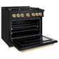 ZLINE Autograph Edition 36 in. 5.2 cu. ft. Classic Gas Range with 6 Burner Cooktop and Convection Gas Oven in Black Stainless Steel and Polished Gold Accents, Open Box-Good Condition