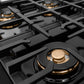 ZLINE 30 in. Classic Gas Rangetop with 4 Burner DuoPro™ Cooktop in Black Stainless Steel (PCRTB-30) close-up, burners and grates.