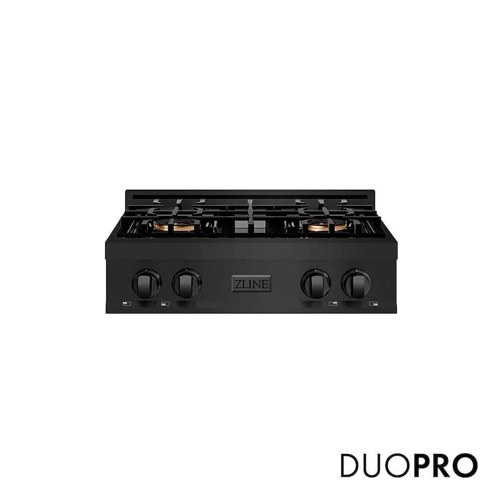 ZLINE 30 in. Classic Gas Rangetop with 4 Burner DuoPro™ Cooktop in Black Stainless Steel, Open Box-Good Condition