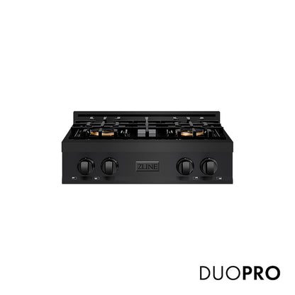 ZLINE 30 in. Classic Gas Rangetop with 4 Burner DuoPro™ Cooktop in Black Stainless Steel, Open Box-Good Condition